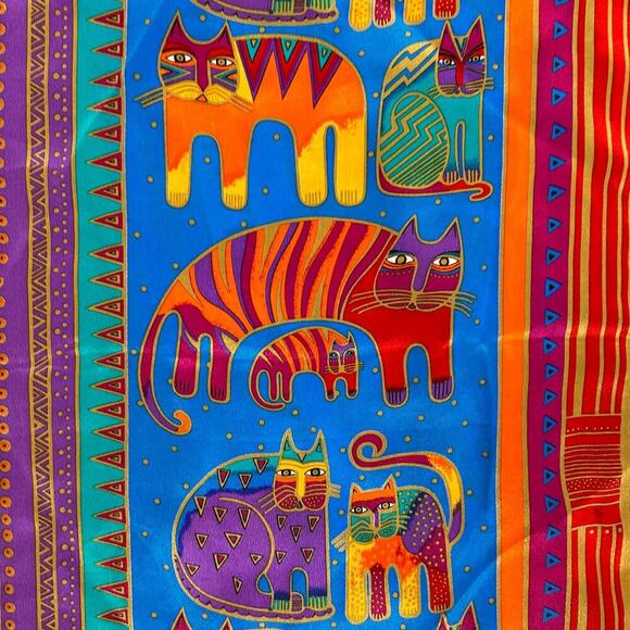 Laurel Burch Cat Scarf Long Lightweight Rectangle Eclectic Retro Boho Accessory - Picture 6 of 9
